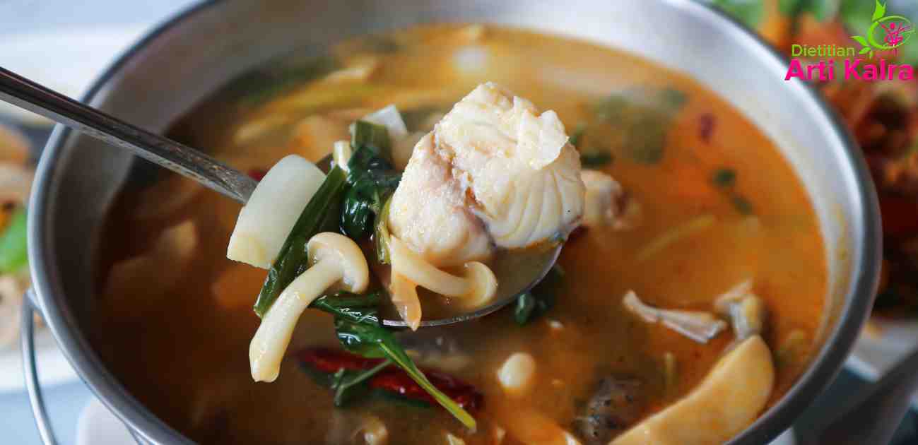 palak and mushroom soup